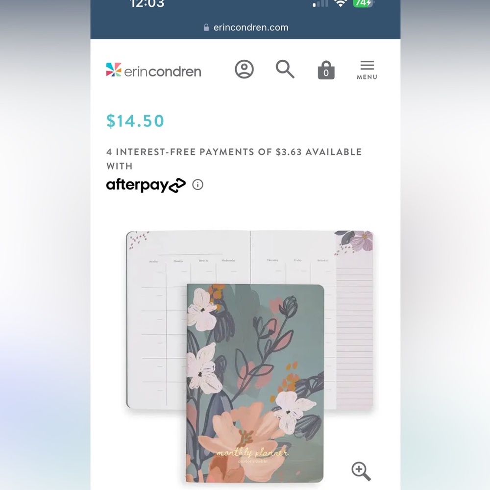 Erin Condren bold blooms monthly undated planner new in packaging